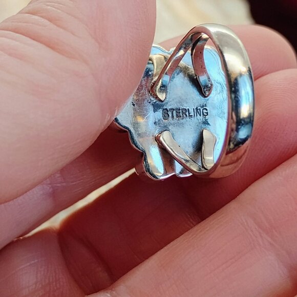 Petit Point Turquoise Cluster Pink Conch Shell Ring Size 8 Crown of Thorns - Picture 4 of 6